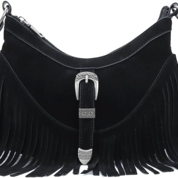 Fringe Hobo Purse for Women Tassel Shoulder Bag Vintage Suede Crossbody - Picture 7 of 7